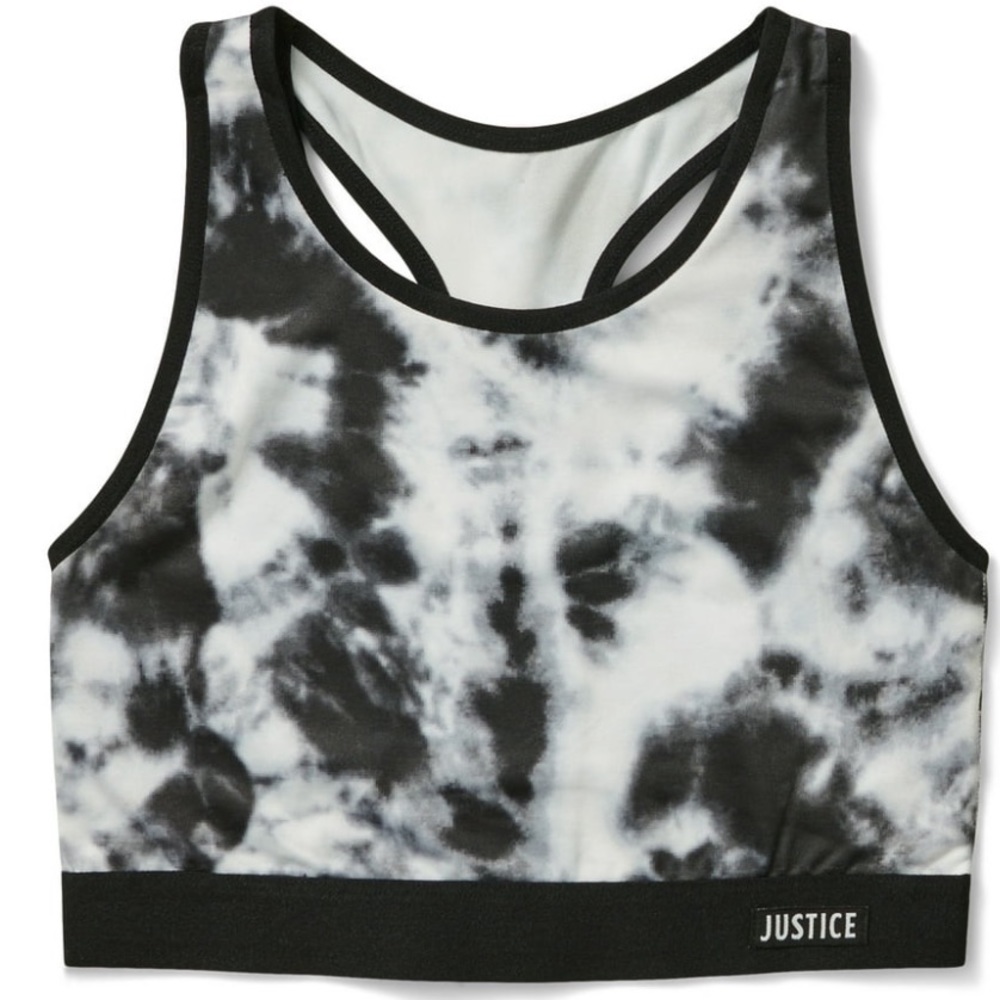 Tie Dye Print Justice Girls Racerback Sports Bra Size 38